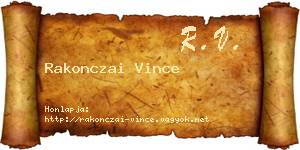 Rakonczai Vince névjegykártya